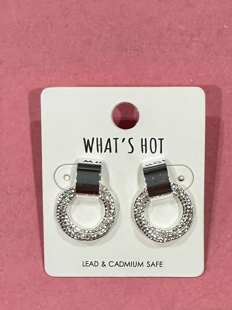 Stud with Textured Metal Knot Earrings in Silver -Accessories-What's Hot-Three Birdies Boutique, Women's Fashion Boutique Located in Kearney, MO