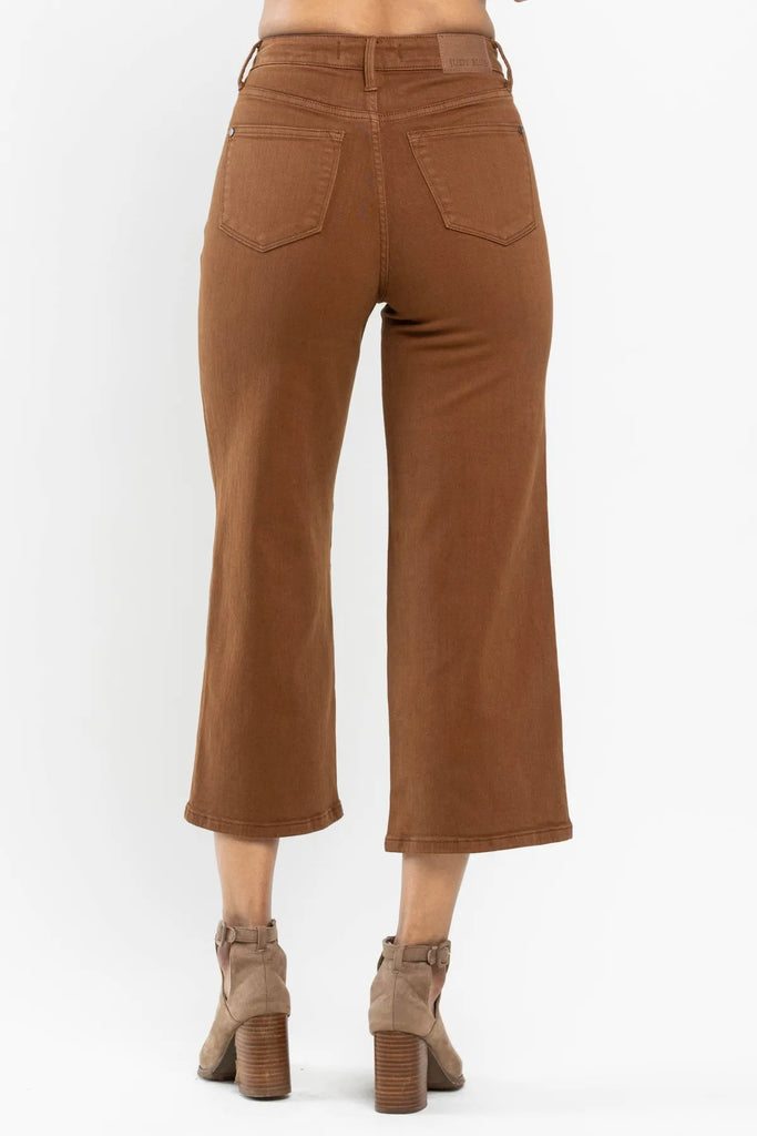 Judy Blue Cropped Wide Leg in Camel-Denim-Judy Blue-Three Birdies Boutique, Women's Fashion Boutique Located in Kearney, MO