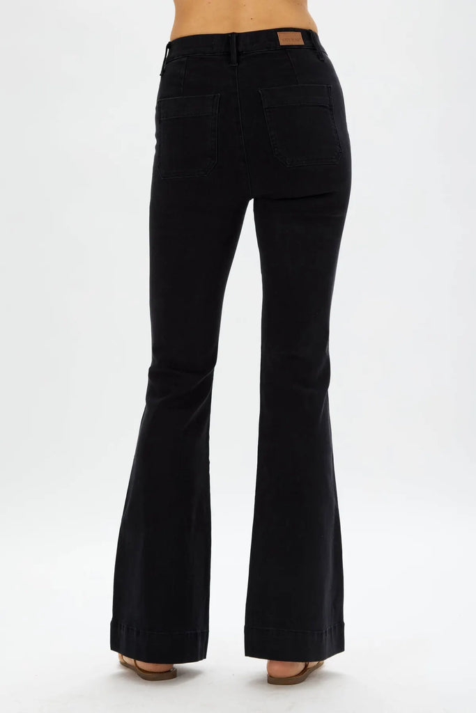 Judy Blue Pull On Black Trouser Flare-Denim-Judy Blue-Three Birdies Boutique, Women's Fashion Boutique Located in Kearney, MO