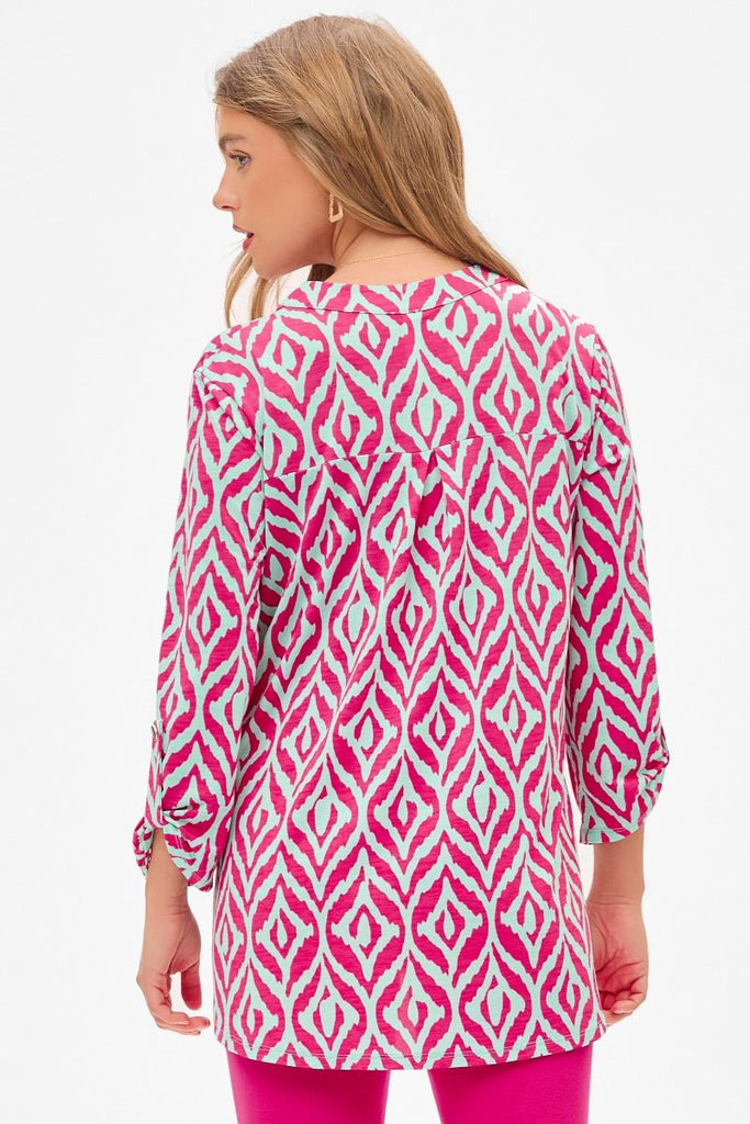 Mint & Pink Lizzy Top-Blouse-Dear Scarlett-Three Birdies Boutique, Women's Fashion Boutique Located in Kearney, MO