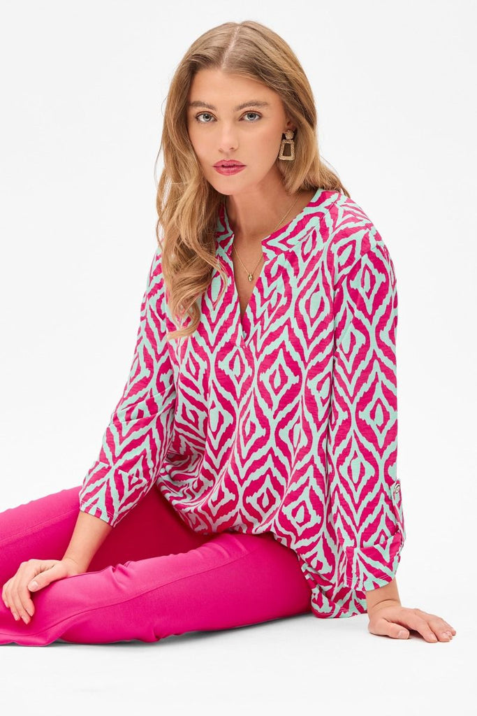 Mint & Pink Lizzy Top-Blouse-Dear Scarlett-Three Birdies Boutique, Women's Fashion Boutique Located in Kearney, MO