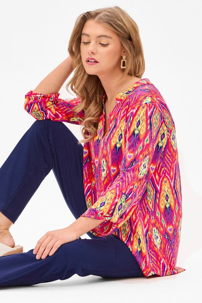 Multi Colored Lizzy Top-Blouse-Dear Scarlett-Three Birdies Boutique, Women's Fashion Boutique Located in Kearney, MO