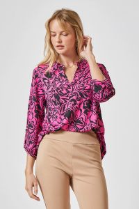 Magenta & Black 3/4 Sleeves Top-Shirts & Tops-Dear Scarlett-Three Birdies Boutique, Women's Fashion Boutique Located in Kearney, MO