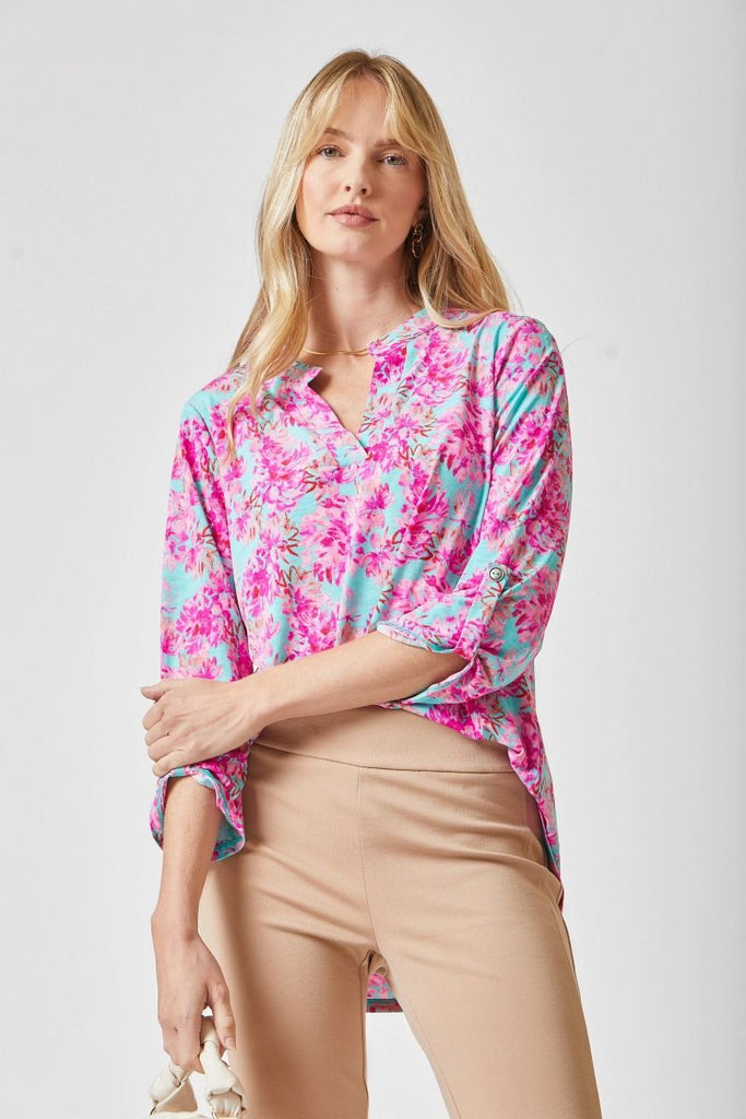 Mint & Pink Floral Lizzy Top-Blouse-Dear Scarlett-Three Birdies Boutique, Women's Fashion Boutique Located in Kearney, MO