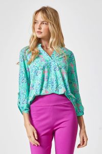 Mint Floral 3/4 Sleeves Top-Shirts & Tops-Dear Scarlett-Three Birdies Boutique, Women's Fashion Boutique Located in Kearney, MO