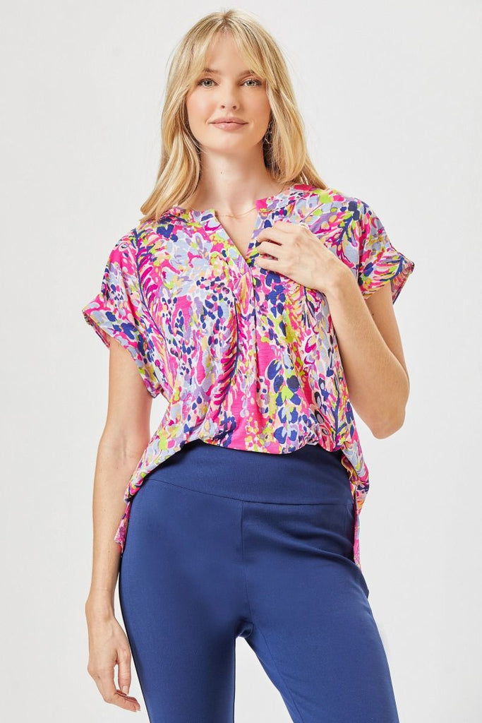 Dolman Short Sleeve Floral Top-Blouse-Dear Scarlett-Three Birdies Boutique, Women's Fashion Boutique Located in Kearney, MO