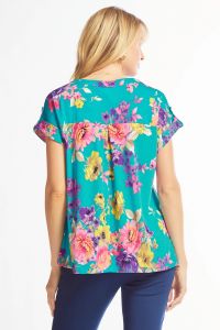 Teal Floral Short Sleeve Top-Shirts & Tops-Dear Scarlett-Three Birdies Boutique, Women's Fashion Boutique Located in Kearney, MO