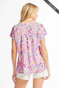 Lavender Floral Short Sleeve Top-Shirts & Tops-Dear Scarlett-Three Birdies Boutique, Women's Fashion Boutique Located in Kearney, MO