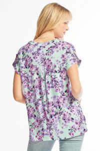 Aqua Floral Short Sleeve Top-Shirts & Tops-Dear Scarlett-Three Birdies Boutique, Women's Fashion Boutique Located in Kearney, MO
