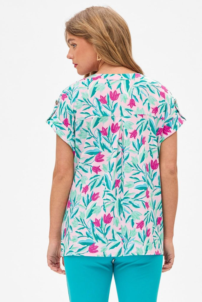 Lizzy Floral Short Sleeve Top-Blouse-Dear Scarlett-Three Birdies Boutique, Women's Fashion Boutique Located in Kearney, MO