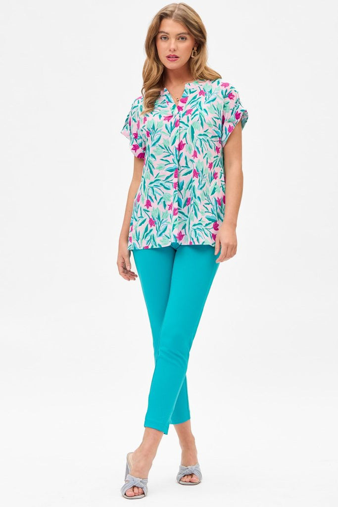 Lizzy Floral Short Sleeve Top-Blouse-Dear Scarlett-Three Birdies Boutique, Women's Fashion Boutique Located in Kearney, MO
