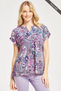 Paisley Short Sleeve Top-Shirts & Tops-Dear Scarlett-Three Birdies Boutique, Women's Fashion Boutique Located in Kearney, MO