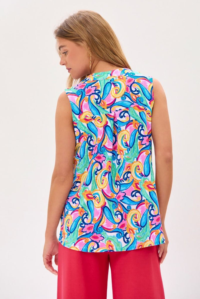 Multi-Colored Lizzy Sleeveless Top-Shirts & Tops-Dear Scarlett-Three Birdies Boutique, Women's Fashion Boutique Located in Kearney, MO