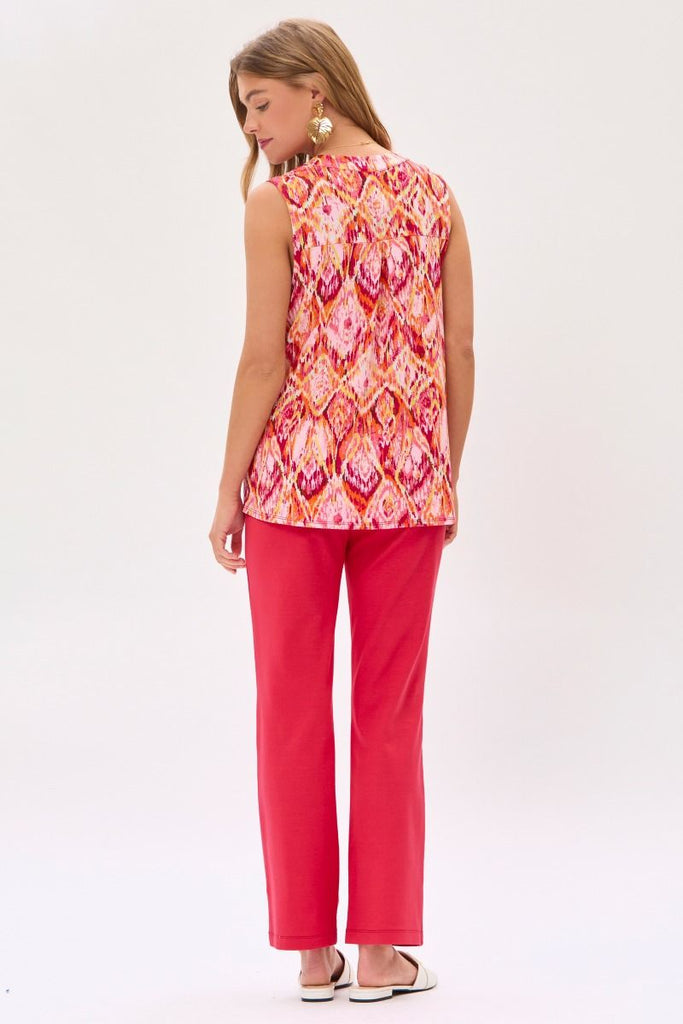 Coral Geometric Lizzy Sleeveless Top-Shirts & Tops-Dear Scarlett-Three Birdies Boutique, Women's Fashion Boutique Located in Kearney, MO