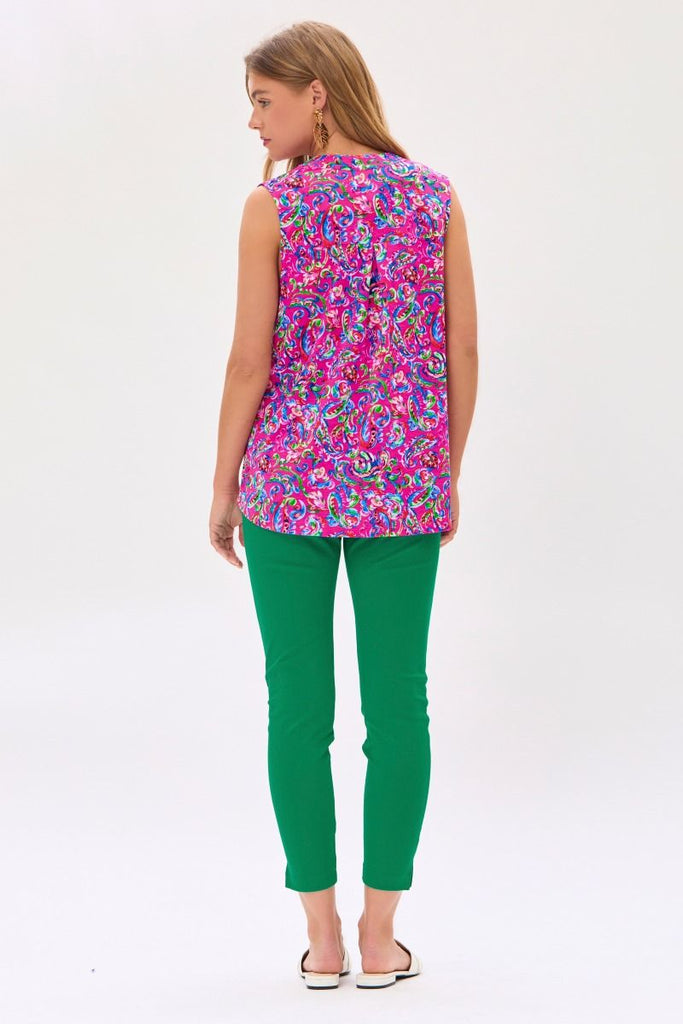 Hot Pink Paisley Lizzy Sleeveless Top-Shirts & Tops-Dear Scarlett-Three Birdies Boutique, Women's Fashion Boutique Located in Kearney, MO