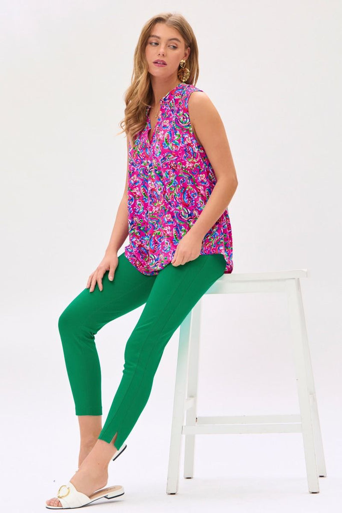 Hot Pink Paisley Lizzy Sleeveless Top-Shirts & Tops-Dear Scarlett-Three Birdies Boutique, Women's Fashion Boutique Located in Kearney, MO