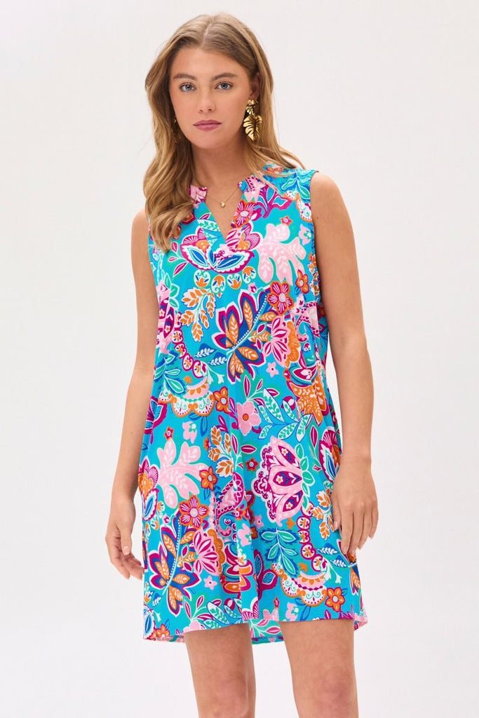 Light Blue Floral Lizzy Dress-Dresses-Dear Scarlett-Three Birdies Boutique, Women's Fashion Boutique Located in Kearney, MO