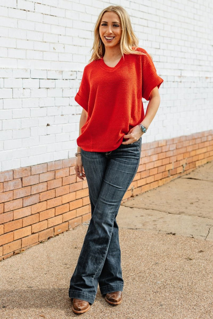 V-Neck Textured Crochet Top-Blouse-Dear Scarlett-Three Birdies Boutique, Women's Fashion Boutique Located in Kearney, MO