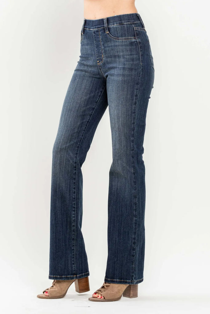 Judy Blue Pull On Slim Boot Cut-Denim-Judy Blue-Three Birdies Boutique, Women's Fashion Boutique Located in Kearney, MO