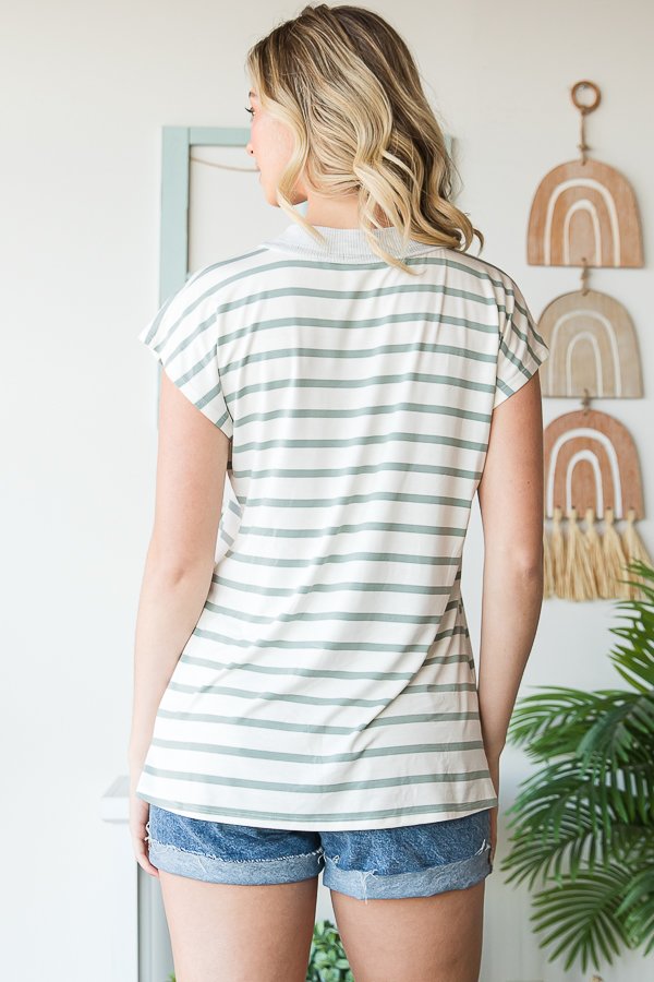 Heimish Dolman Striped V-Neck-Blouses-HEIMISH-Three Birdies Boutique, Women's Fashion Boutique Located in Kearney, MO