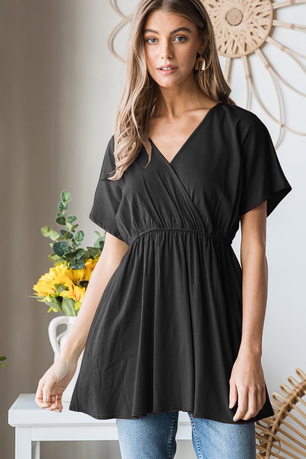 Surplice Neckline Dolman Top-Blouse-HEIMISH-Three Birdies Boutique, Women's Fashion Boutique Located in Kearney, MO