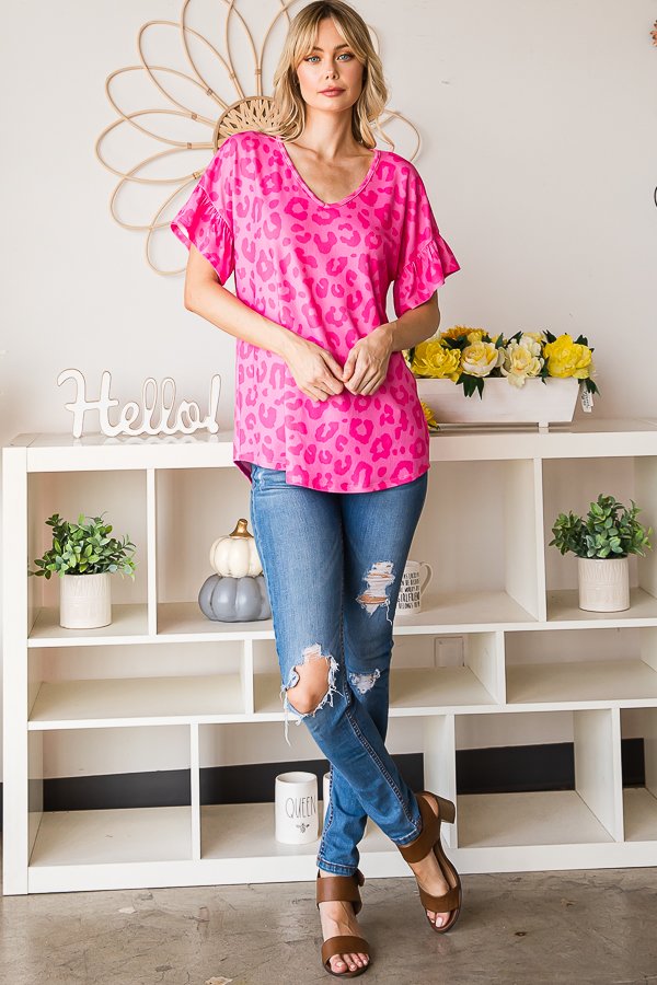 Hot Pink Leopard Cozy Top-Shirts & Tops-Heimish-Three Birdies Boutique, Women's Fashion Boutique Located in Kearney, MO