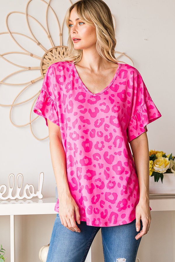 Hot Pink Leopard Cozy Top-Shirts & Tops-Heimish-Three Birdies Boutique, Women's Fashion Boutique Located in Kearney, MO