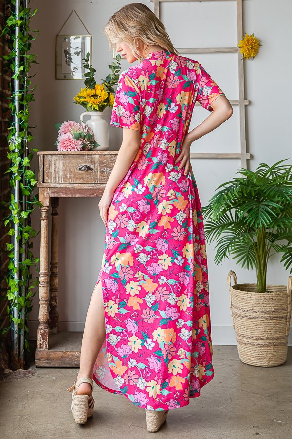Heimish Mandarin Collar Maxi Dress-Dresses-HEIMISH-Three Birdies Boutique, Women's Fashion Boutique Located in Kearney, MO