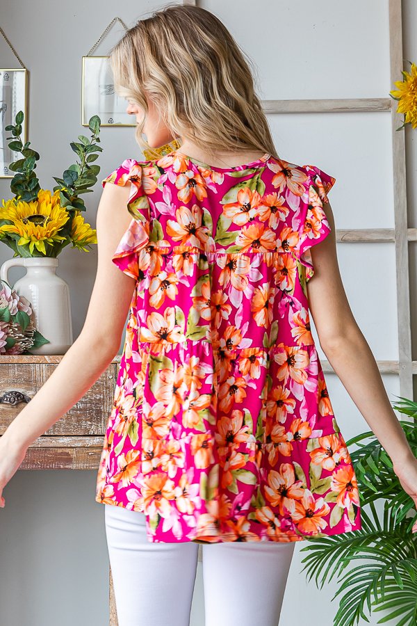 Heimish Butterfly Short Sleeve Floral Top-Blouses-HEIMISH-Three Birdies Boutique, Women's Fashion Boutique Located in Kearney, MO