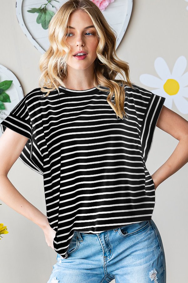 Sleeveless Black with White Stripes Top-Top-Heimish-Three Birdies Boutique, Women's Fashion Boutique Located in Kearney, MO