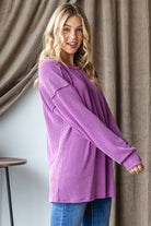 Long Puff Sleeve Round Neck Top { product_type }}