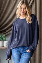 Long Puff Sleeve Round Neck Top { product_type }}