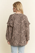 Ruffle Sleeve Leopard Top { product_type }}