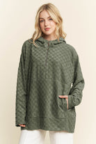 Mock Neck Textured Hoodie Olive { product_type }}