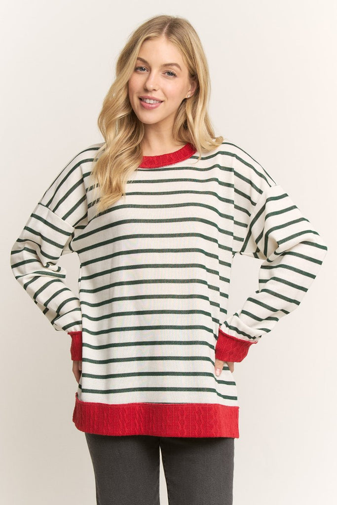 Striped Long Sleeve-Shirts & Tops-Heimish-Three Birdies Boutique, Women's Fashion Boutique Located in Kearney, MO