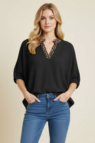 Animal Print V-Neck Top { product_type }}