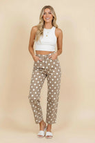 Polka Dot High Rise Straight Leg Pants { product_type }}