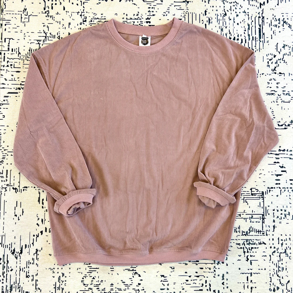 Corded Light Weight Crewneck-Crewneck-Route 50-Three Birdies Boutique, Women's Fashion Boutique Located in Kearney, MO