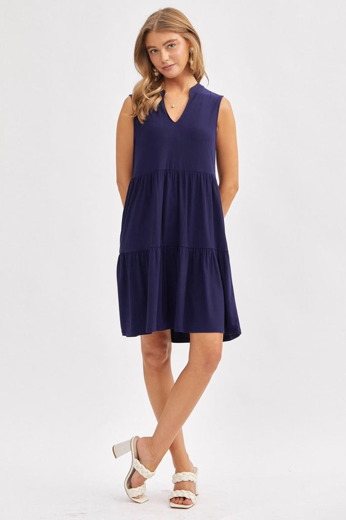 Tiered V-Neck Liz Dress-Dresses-Dear Scarlett-Three Birdies Boutique, Women's Fashion Boutique Located in Kearney, MO
