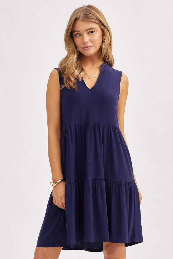 Tiered V-Neck Liz Dress-Dresses-Dear Scarlett-Three Birdies Boutique, Women's Fashion Boutique Located in Kearney, MO