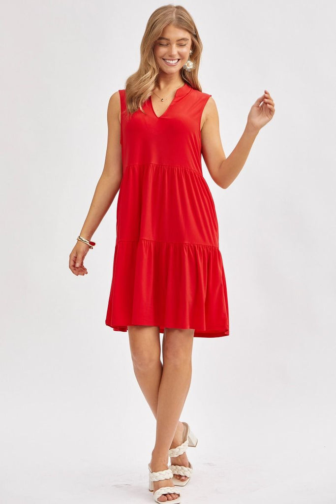 Tiered V-Neck Liz Dress-Dresses-Dear Scarlett-Three Birdies Boutique, Women's Fashion Boutique Located in Kearney, MO