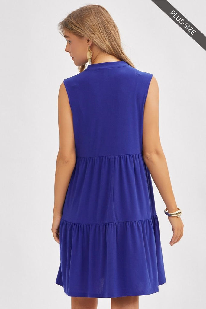Tiered Royal V-Neck Dress-Dresses-Dear Scarlett-Three Birdies Boutique, Women's Fashion Boutique Located in Kearney, MO