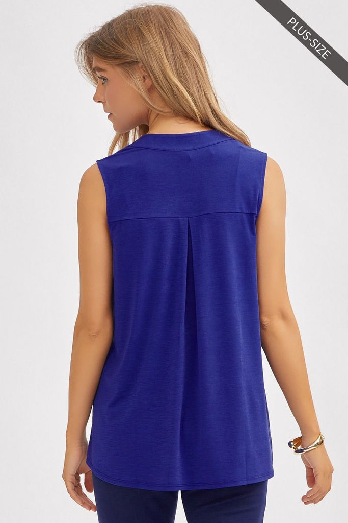 V-Neck Collared Tank Blouse-Blouse-Dear Scarlett-Three Birdies Boutique, Women's Fashion Boutique Located in Kearney, MO