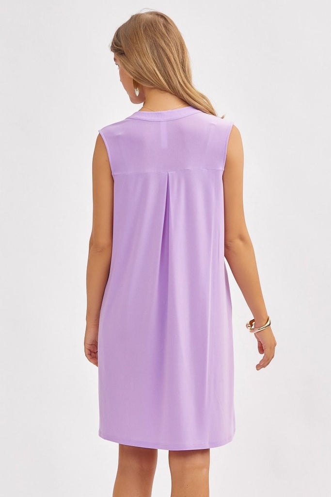 Solid Mandarin Collar Tank Dress-Dresses-Dear Scarlett-Three Birdies Boutique, Women's Fashion Boutique Located in Kearney, MO