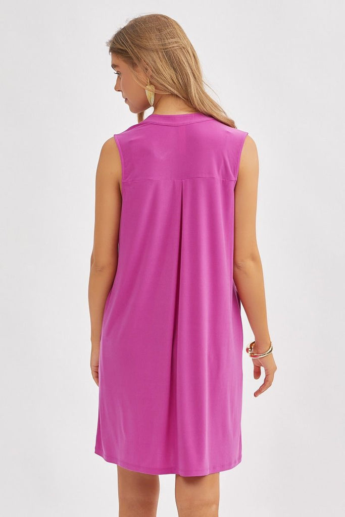 Solid Mandarin Collar Tank Dress-Dresses-Dear Scarlett-Three Birdies Boutique, Women's Fashion Boutique Located in Kearney, MO