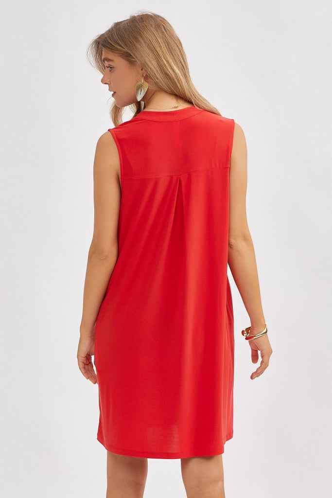 Solid Mandarin Collar Tank Dress-Dresses-Dear Scarlett-Three Birdies Boutique, Women's Fashion Boutique Located in Kearney, MO