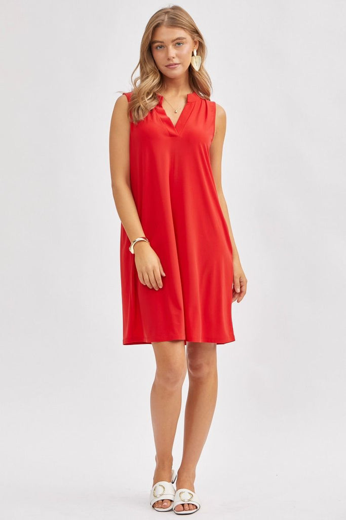 Solid Mandarin Collar Tank Dress-Dresses-Dear Scarlett-Three Birdies Boutique, Women's Fashion Boutique Located in Kearney, MO