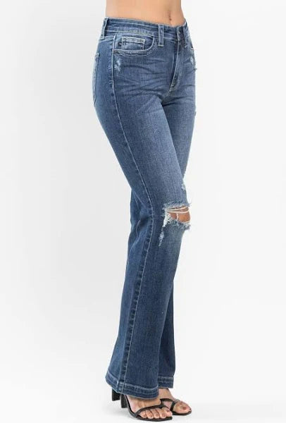 Judy Blue Hand Sand & Destroy Bootcut-Denim-Judy Blue-Three Birdies Boutique, Women's Fashion Boutique Located in Kearney, MO