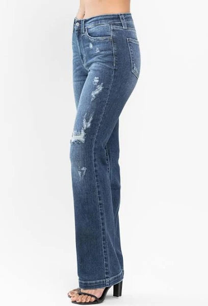 Judy Blue Hand Sand & Destroy Bootcut-Denim-Judy Blue-Three Birdies Boutique, Women's Fashion Boutique Located in Kearney, MO