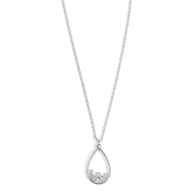 Scattered Stone Teardrop Necklace-Necklace-Whispers-Three Birdies Boutique, Women's Fashion Boutique Located in Kearney, MO